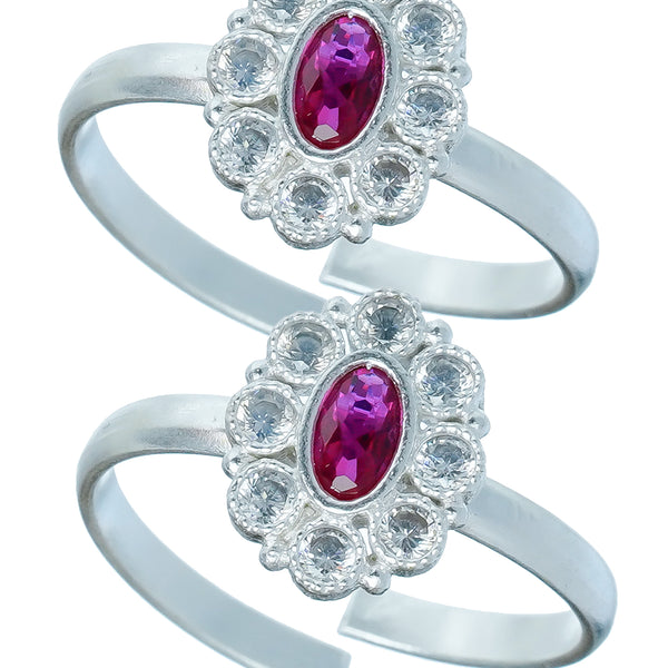 Bichiya Diamond Silver Plated Toe Ring Set
