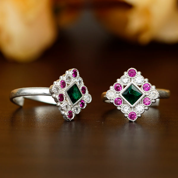 Bichiya Diamond Silver Plated Toe Ring Set