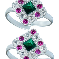 Bichiya Diamond Silver Plated Toe Ring Set