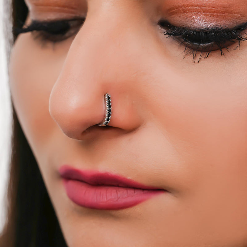 German Silver oxidized Nose pin non piercing Oxidised Clip on nose ring Stud for women