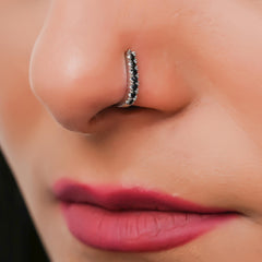 German Silver oxidized Nose pin non piercing Oxidised Clip on nose ring Stud for women
