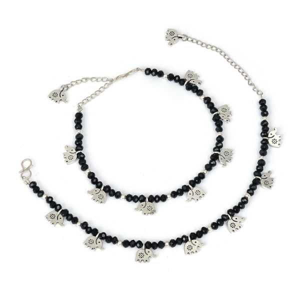 Stylish Elephant Charm Crystal Anklet