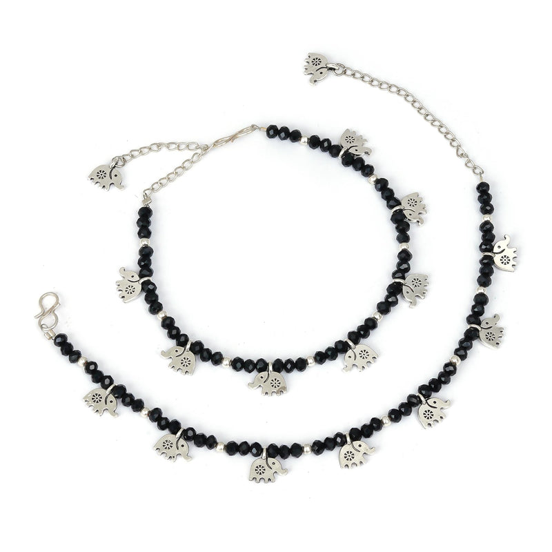 Stylish Elephant Charm Crystal Anklet