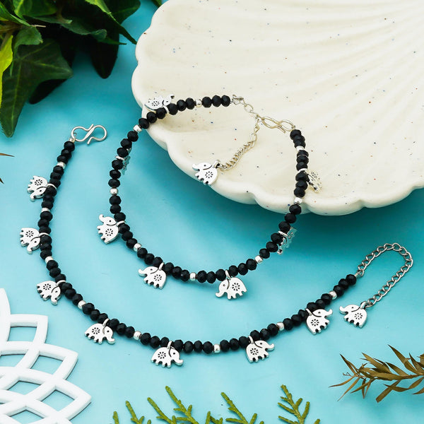 Stylish Elephant Charm Crystal Anklet