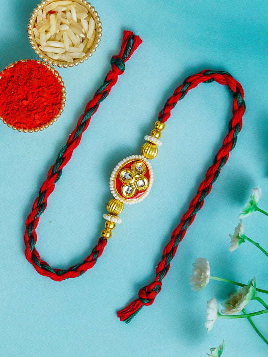 Traditional Rakhi Set with Free Chawal & Kumkum