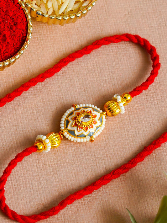 Traditional Rakhi Set with Free Chawal & Kumkum