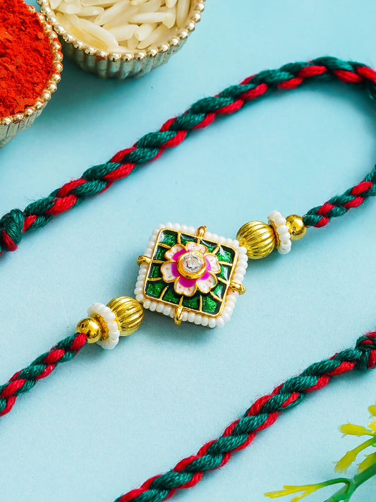 Traditional Rakhi Set with Free Chawal & Kumkum