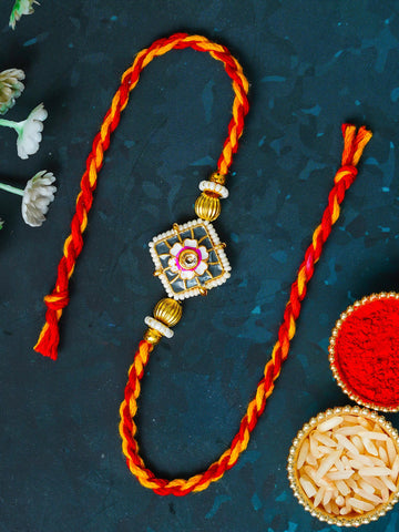 Traditional Rakhi Set with Free Chawal & Kumkum