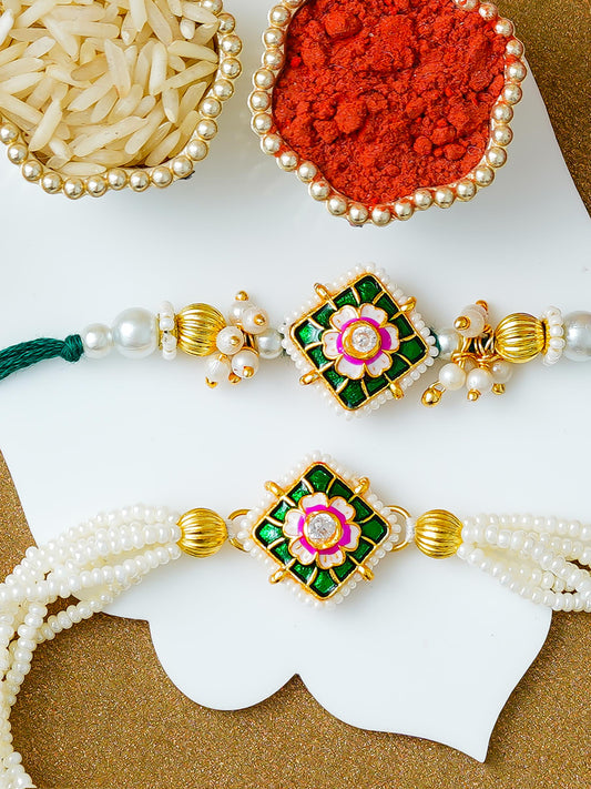 Traditional Rakhi Set with Free Chawal & Kumkum