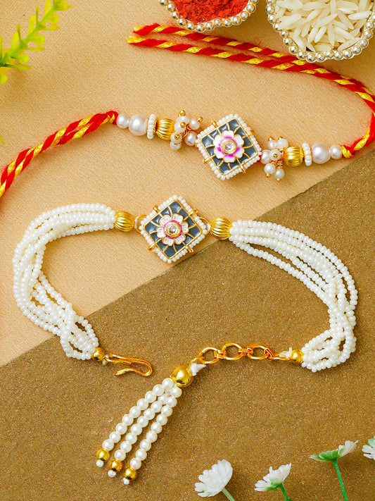 Traditional Rakhi Set with Free Chawal & Kumkum