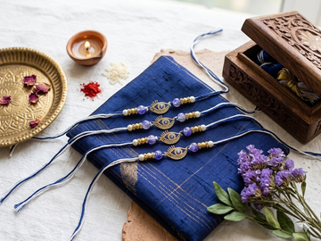 Evil Eye Blue & White Rakhi Set