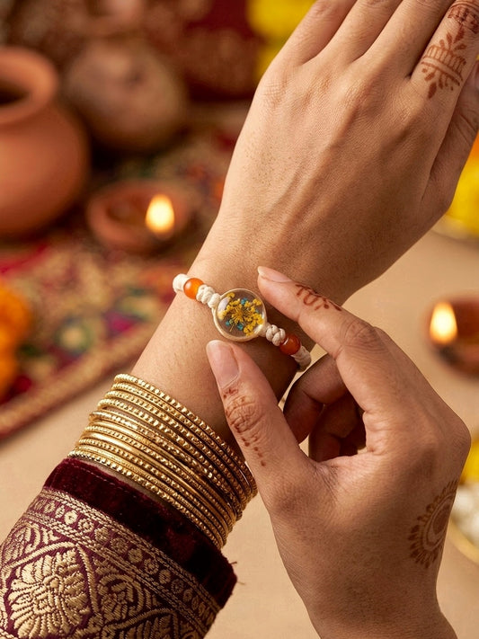 Minimalist Floral Resin Rakhi Set