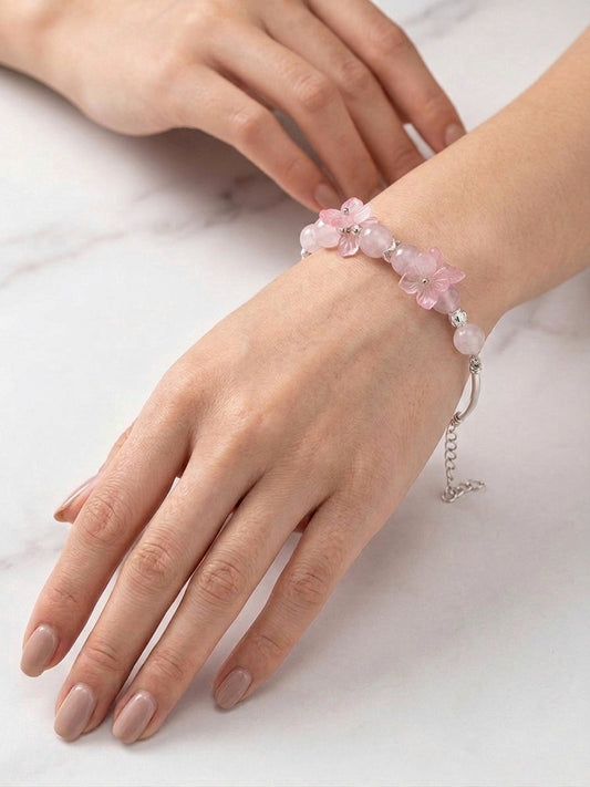 Rose Quartz Floral Rakhi