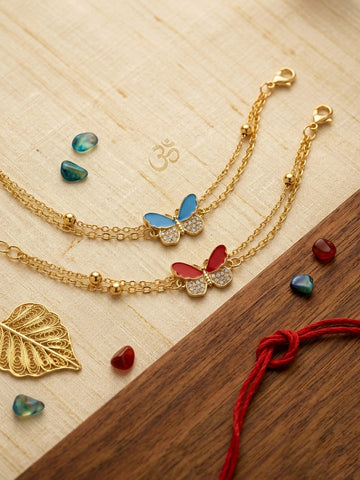 Butterfly Charm Bhai-Bhabhi Rakhi Set