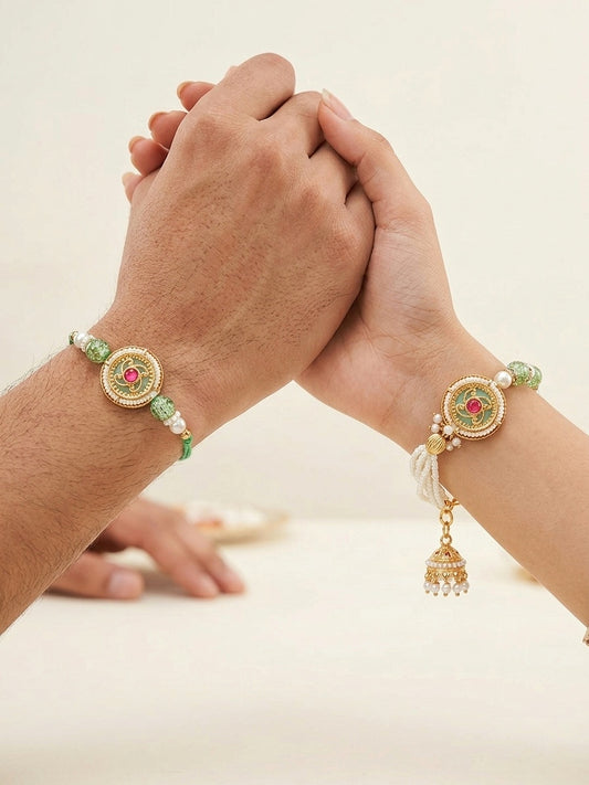 Mint Green Bhaiya Bhabhi Rakhi Set