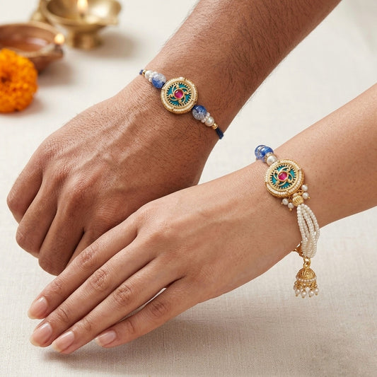 Royal Blue Bhaiya Bhabhi Rakhi Set