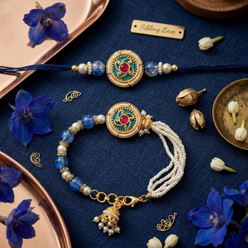 Royal Blue Bhaiya Bhabhi Rakhi Set
