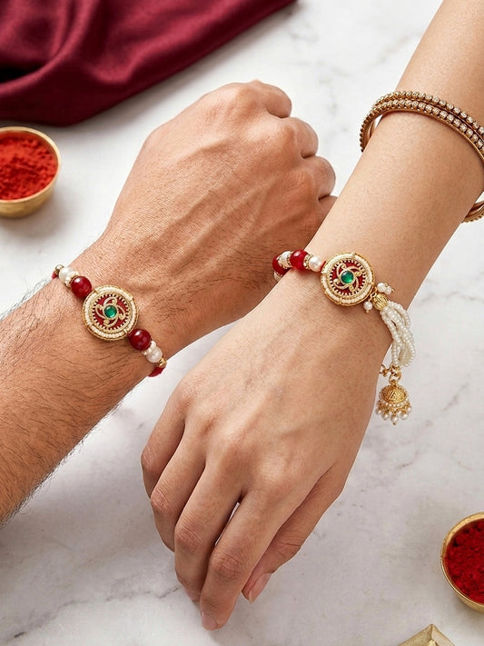 Ruby Red Bhaiya Bhabhi Rakhi Set