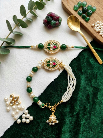 Emerald Bhaiya Bhabhi Rakhi Set