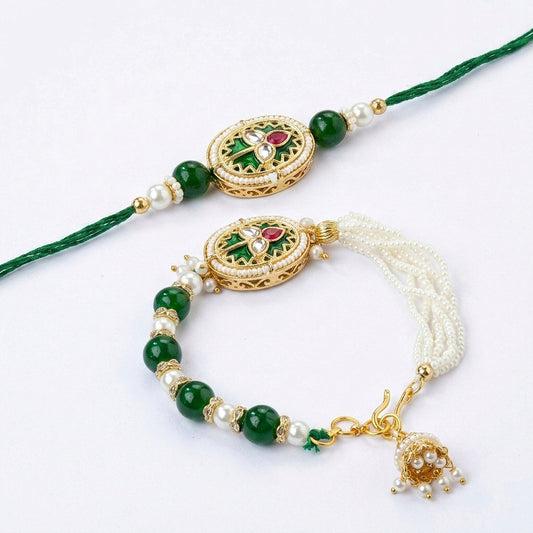 Emerald Bhaiya Bhabhi Rakhi Set