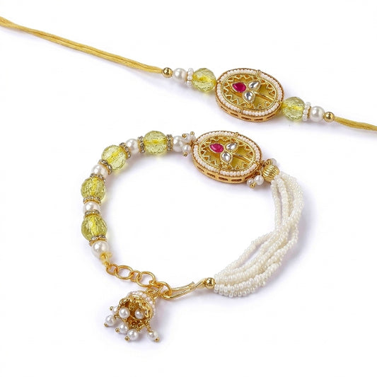 Golden Bhaiya Bhabhi Rakhi Set