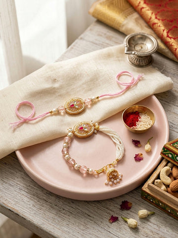 Blush Pink Bhaiya Bhabhi Rakhi Set