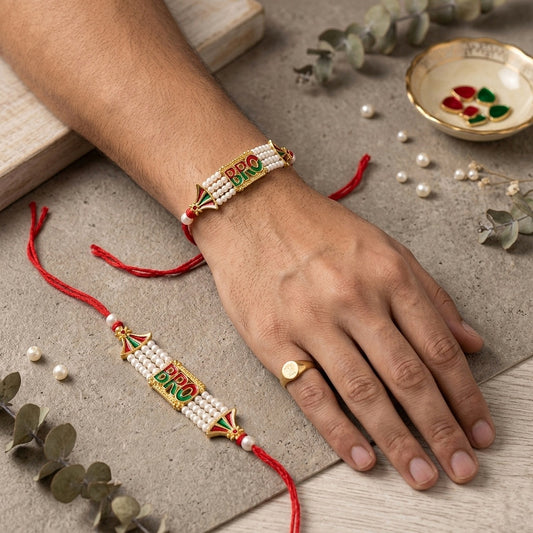 Designer Pearl Rakhi Set