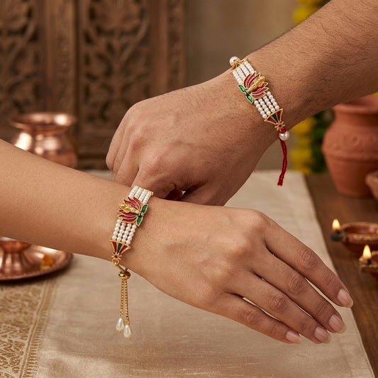 Lotus Ganesha Bhaiya Bhabhi Rakhi Set