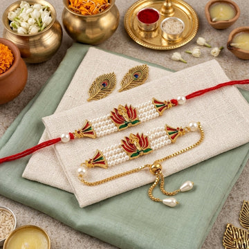 Lotus Ganesha Bhaiya Bhabhi Rakhi Set