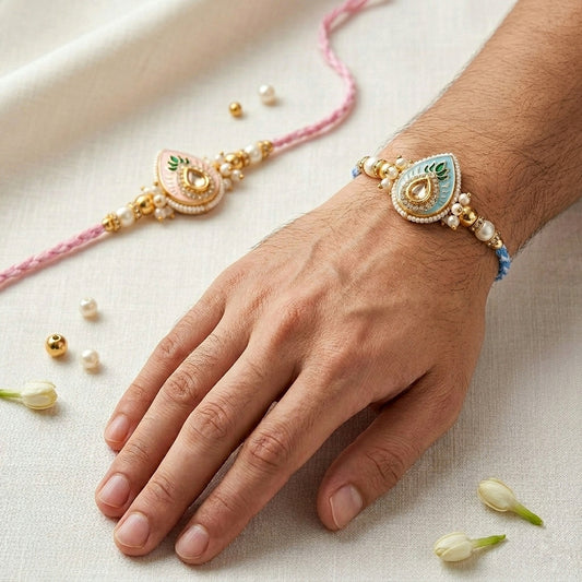 Royal Paisley Stone Rakhi Set