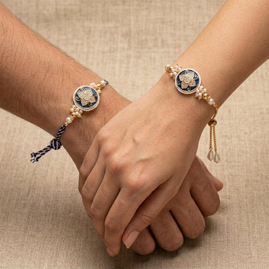Royal Sapphire Bhaiya Bhabhi Rakhi Set