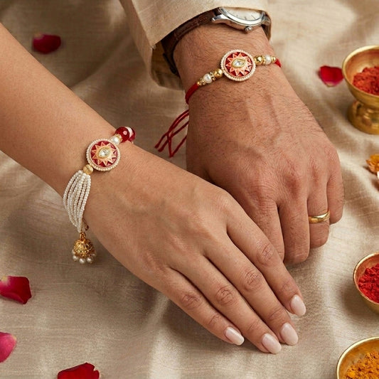 Ruby Pearl Bhaiya Bhabhi Rakhi Set