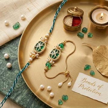 Emerald Bloom Bhaiya Bhabhi Rakhi Set