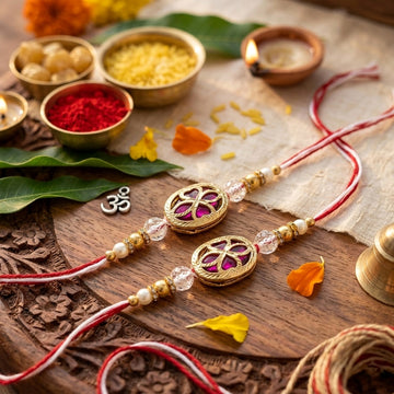 Royal Ruby Floral Rakhi Set