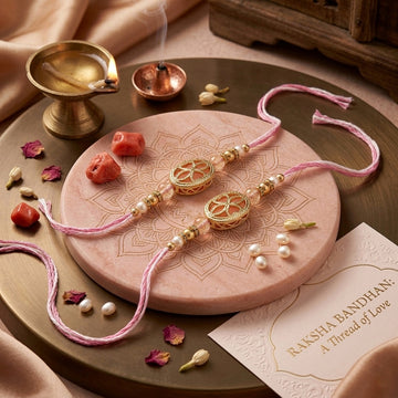Blush Gold Floral Rakhi Set