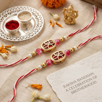 Ruby Blossom Floral Rakhi Set