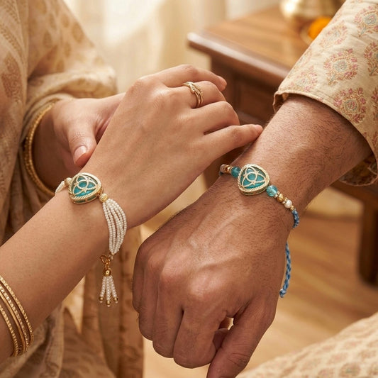 Sky Blue Designer Rakhi Set