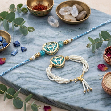 Sky Blue Designer Rakhi Set