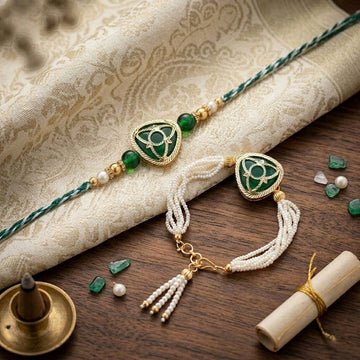 Emerald Green Designer Rakhi Set