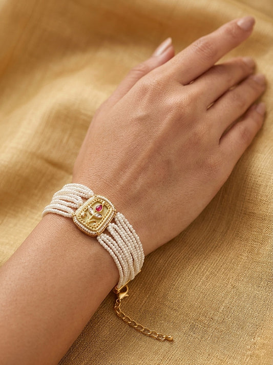 Royal Pearl Multi-Strand Bracelet Rakhi Set