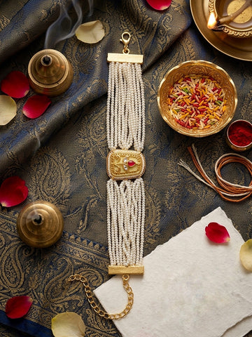 Royal Pearl Multi-Strand Bracelet Rakhi Set