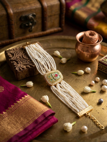 Heritage Pearl Multi-Strand Bracelet Rakhi Set