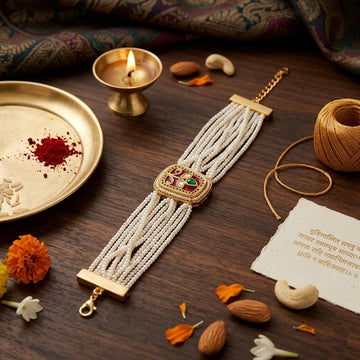 Heritage Pearl Multi-Strand Bracelet Rakhi Set