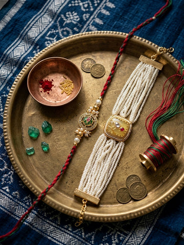 Premium Rakhi & Pearl Combo Set