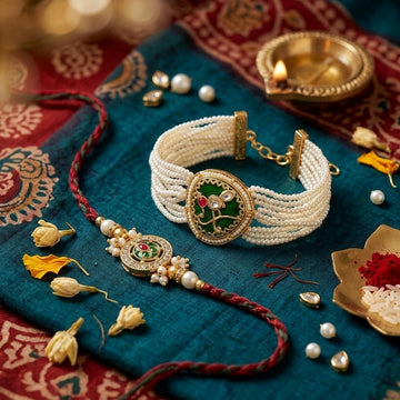 Emerald Pearl Rakhi Set