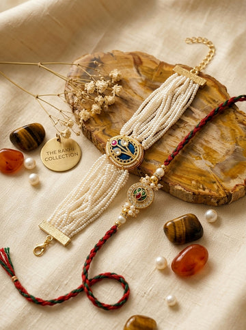 Midnight Blue Pearl Rakhi Set