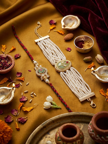 Mint Green Pearl Rakhi Set