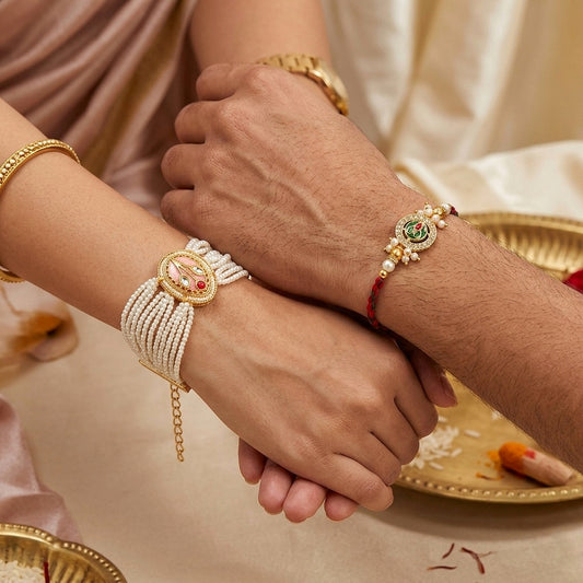 Elegant Pearl Rakhi Set