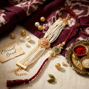 Elegant Pearl Rakhi Set