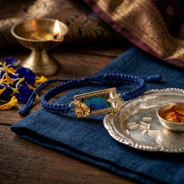 Krishna Peacock Feather Designer Rakhi Set